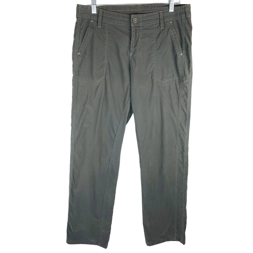 Kuhl Women's Size 12 R Olive Green Outdoor Hiking Pants EUC Straight Leg Stretch